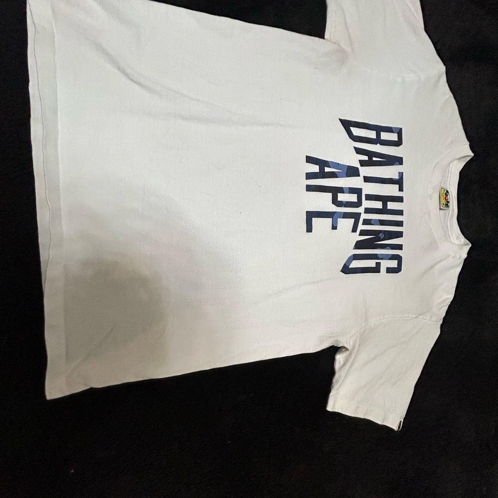 Bape Blue Text White Short Sleeve Tee